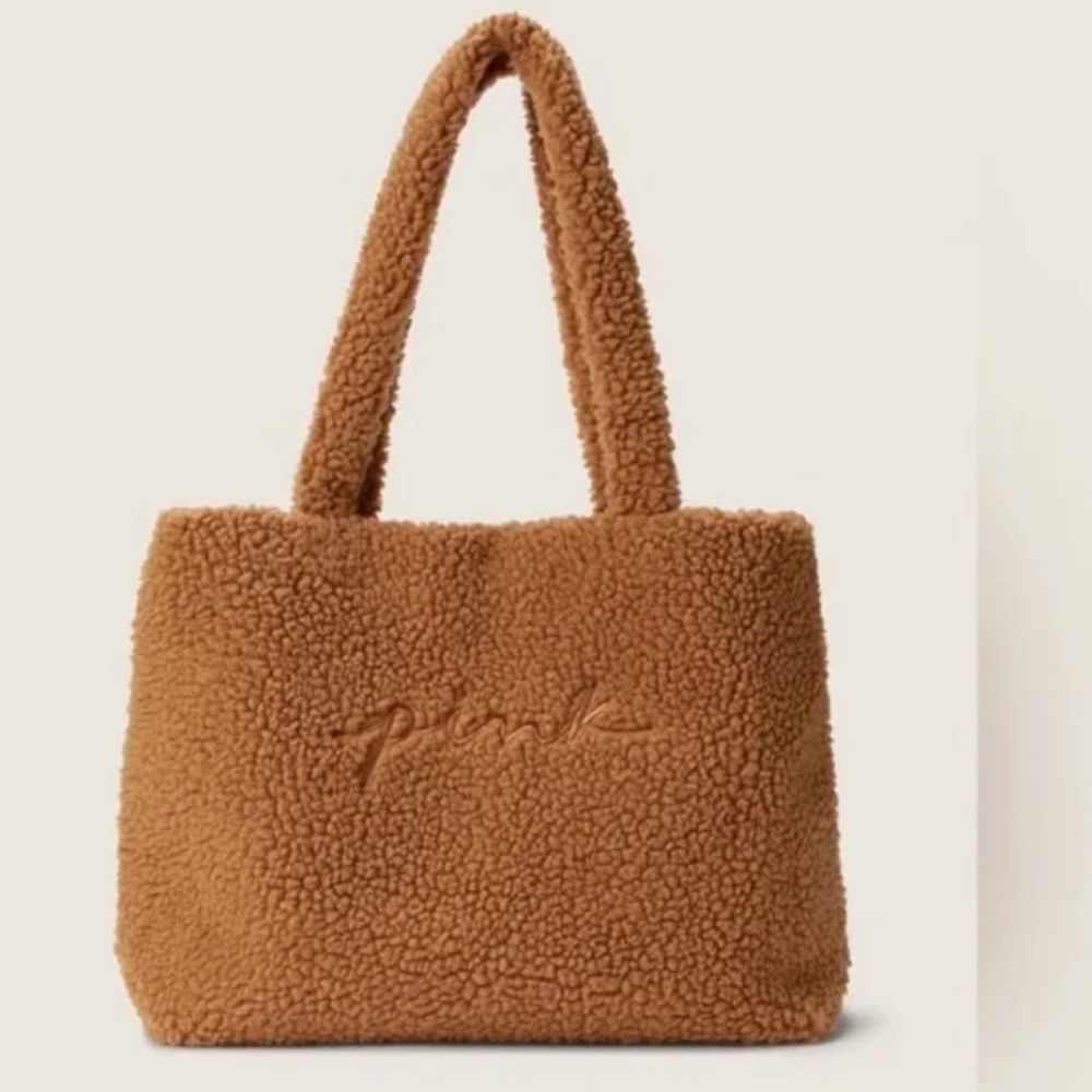 Pink Victoria’s Secret plush Sherpa tote bag NEW!!